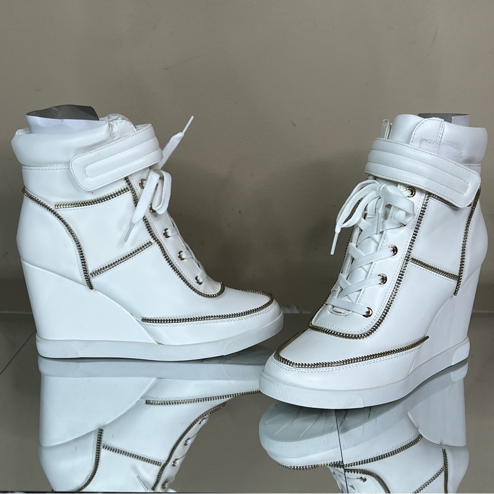 Shoe Dazzle Colette White Wedge Sneaker
